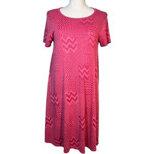 LuLaRoe Simply Comfortable Dress A Line Size S Raspberry Pink Bohemian Summer